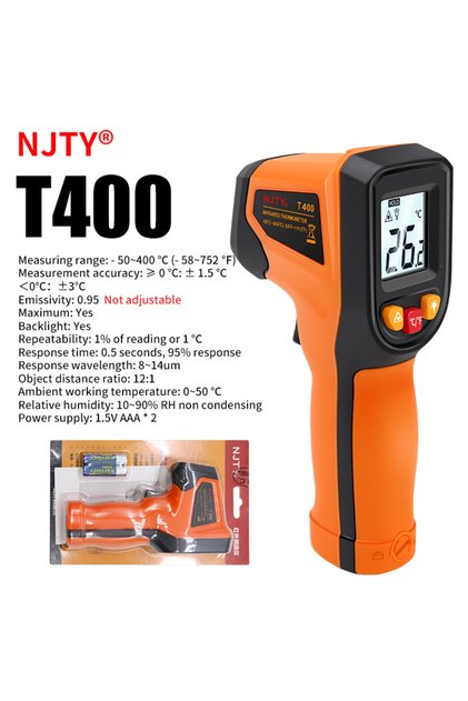 T400 Non-contact Digital Infrared Thermometer Laser Temperature Meter Pyrometer Imager Hygrometer Te
