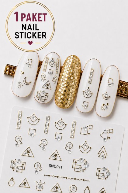 5D Gold Tırnak Sticker Tırnak Tattoo - Takma Charm Süsleme