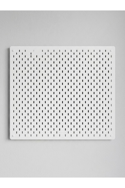 Skadis Uyumlu Beyaz Delikli Pano Duvar Organizeri Farklı Ebatlar 56 x 56 CM