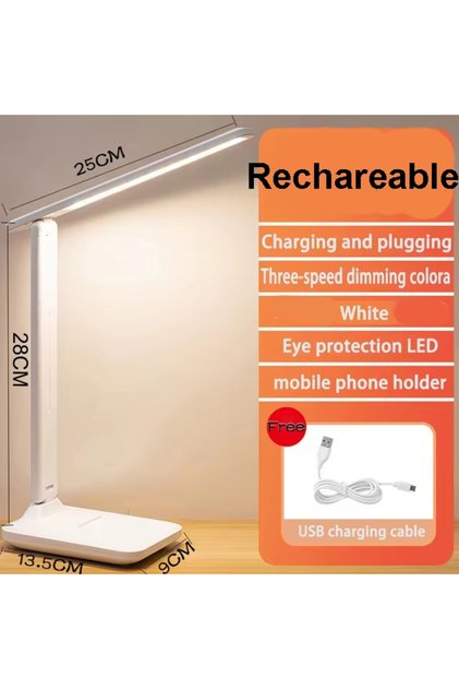 مصباح طاولة LED قابل للشحن، قابل للتعتيم التدريجي للألوان، يعمل بمنفذ USB، قابل للطي، يعمل باللمس