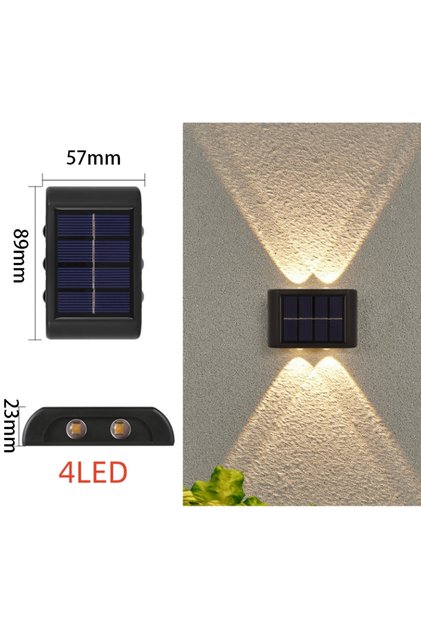 مصباح LED دافئ بأربعة مصابيح LED، قطعة واحدة، يعمل بالطاقة الشمسية، مصباح خارجي مزود بمستشعر إضاءة، مناسب لأعمدة الإنارة الخارجية