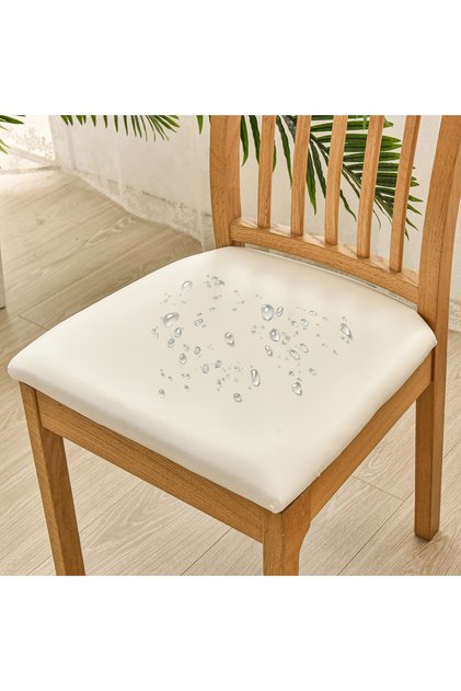 Beige 1PC, PU leather waterproof dining chair cover, chair seat cover, hotel chair protection cover,