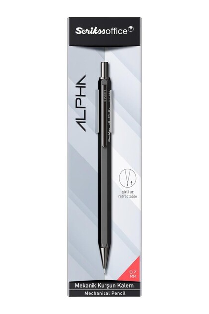 Alpha Versatil Kalem 0.7 Mm Siyah Şeffaf Ambalaj