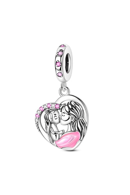 KTC1568 Original 925 Sterling Silver Charms Beads Family Friendship Love Heart Charms Pendants Fit B