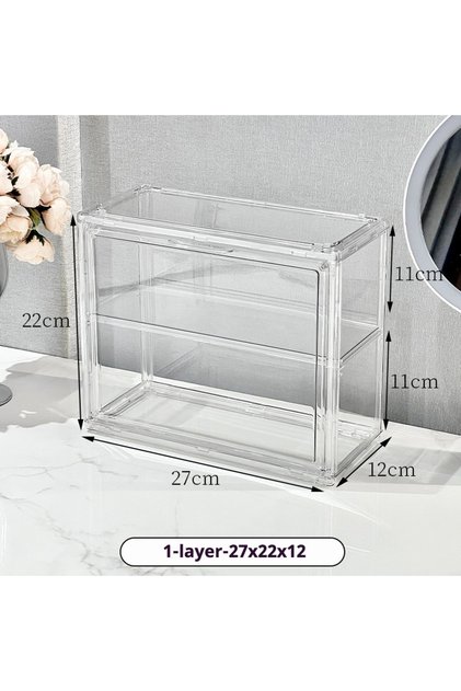 1-layer-27x22x12 Transparent Acrylic Makeup Organizer Dustproof Storage Box Perfume Skincare Display