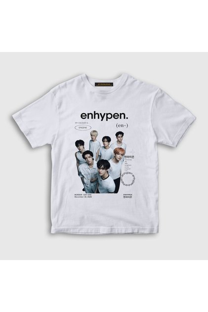 Unisex Kids White Border K Pop Enhypen T-Shirt 601919Tt