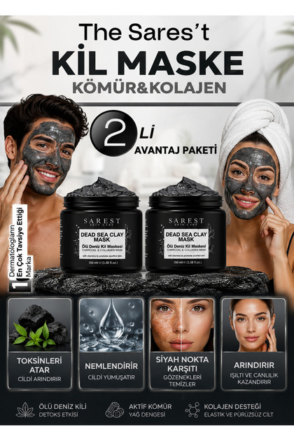 Dead Sea Clay Mask Collagen Anti-Blackhead Removes Dead Skin and Provides Vitality to the Face 150g Set of 2