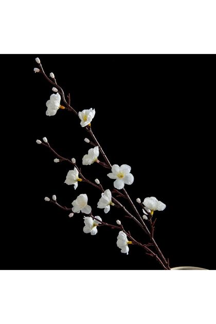 1pc WHITE Artificial Flowers Silk Plum Blossom Peach Branch Newyear Christmas Home Vase Table Outdoo