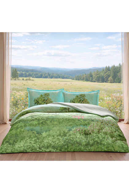 Seran Reborn Double Size Bed Sheet Set with Elastic Band Green