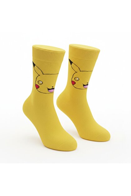 Pikachu Karakterli Desenli Çorap