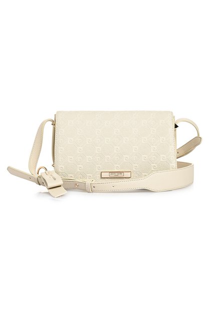 Women's Patterned Magnetic Closure Adjustable Strap Shoulder Bag White