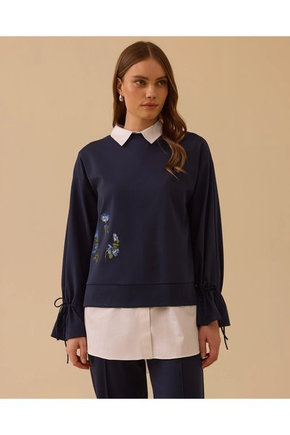Gömlek Detaylı Sweatshirt