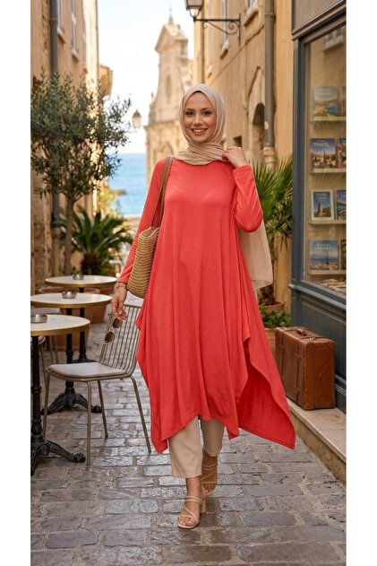 1220 Asymmetrical Cut Hijab Tunic