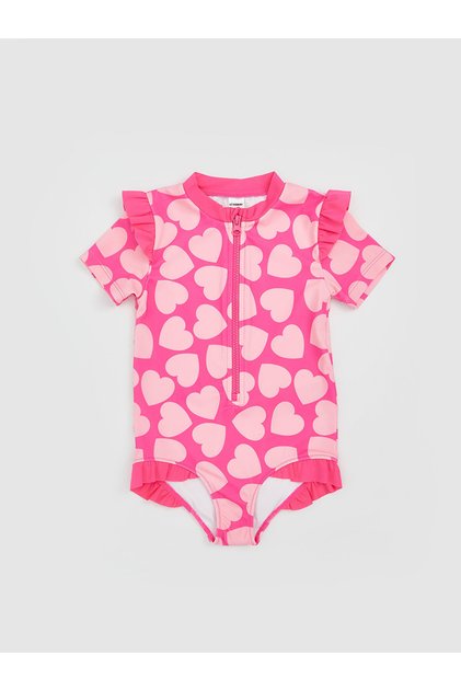 Lcw Kids Ma Bella Pink Heart Printed Girls' Swimsuit