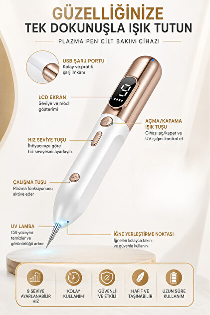Beauty Vogue Profesyonel 9 Kademeli Plazma Pen - Leke, Ben, Et