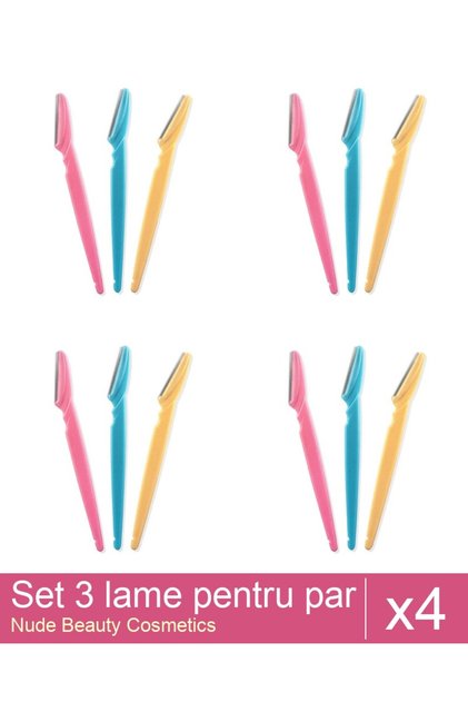 Set 4x Set 3 lame pentru par facial si sprancene, Nude Beauty