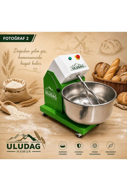 ULUDAG 15 KG UN 25 KG HAMUR KAPASİTELİ HAMUR YOĞURMA MAKİNESİ- DEVİRMELİ - KAZAN ÇIKABİLİR