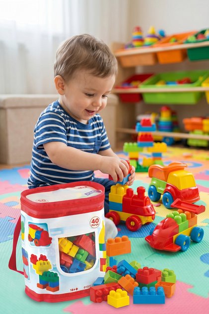 40 Piece Educational Blocks Baby Intelligence and Motor Skills Development Set (Pvc-Free)