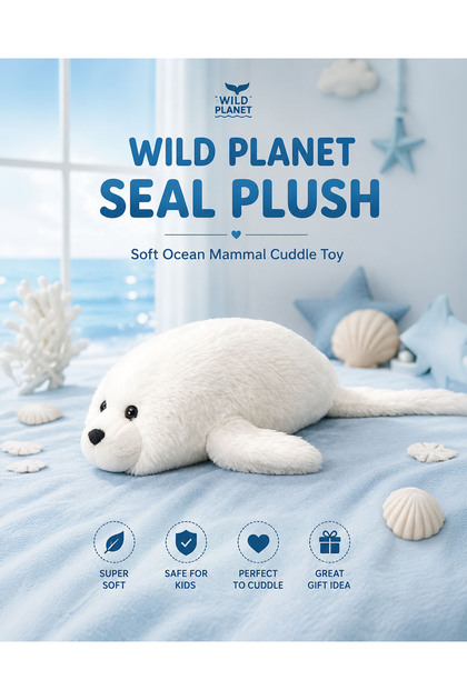 Seal Plush Toy 32cm Soft White Stuffed Ocean Animal Cute Marine Mammal Plush Doll Cozy Cuddle Pillow for Kids Boys Girls Sleeping Companion Nursery Gift Toy for Children