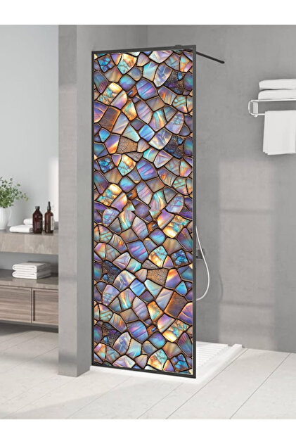 Shower Cabin Glass Stained Glass Self-Adhesive Foil 50X200 cm | Double-Sided Privacy Glass Coating Film