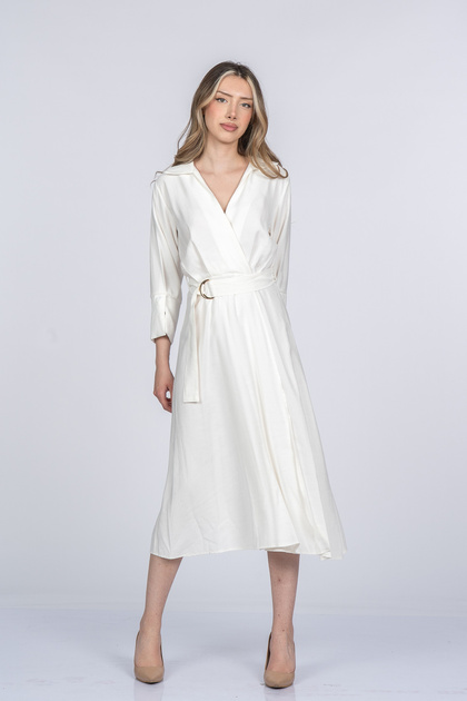 Women's Summer Ecru Elvina Modern Double Breasted Dress Stylish Casual Comfortable Dress 50393