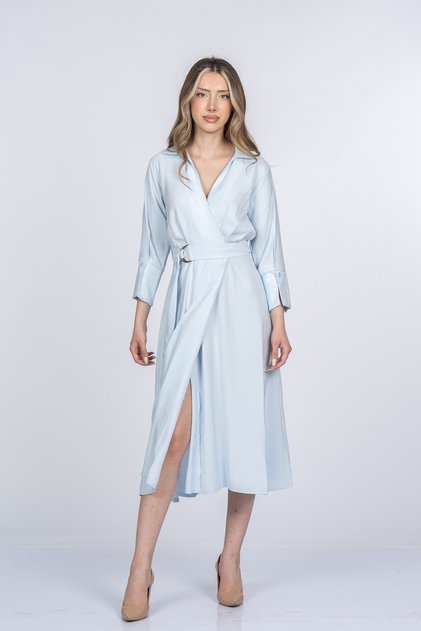 Women's Summer Blue Elvina Modern Double Breasted Dress Stylish Casual Comfortable Dress 50393