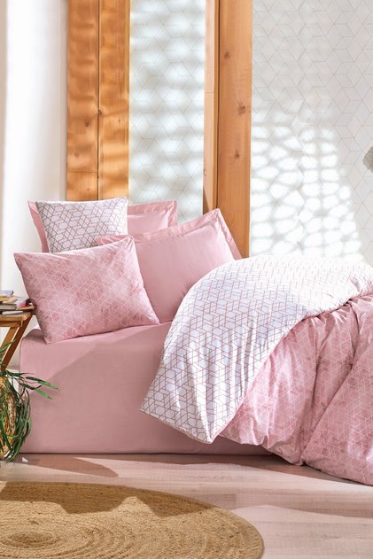 Minimal Single Fitted Sheet Duvet Cover Set Best Pink