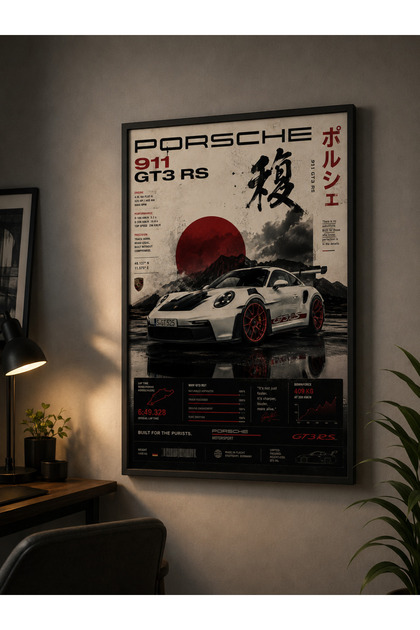 dwarıa Porsche 911 GT3 RS Japon Stil Premium Poster | 35x50