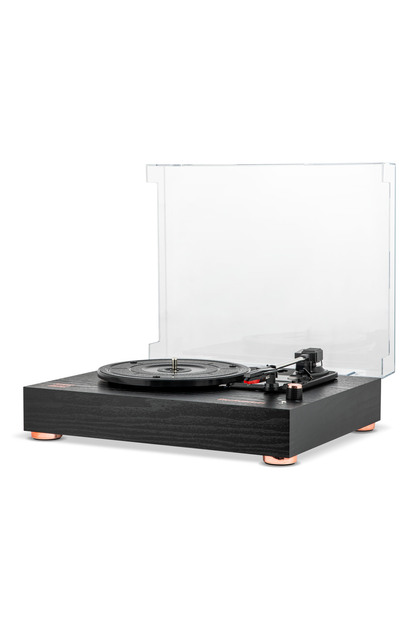 Pick-up cu cartuș Safir și Bluetooth 5.4, braț de pick-up EM 1031, difuzoare stereo (2 x 3W), 3 viteze 33/45/78 RPM, compatibil cu discuri de vinil de 7 ", 10 ", 12 ", Culoare: Negru