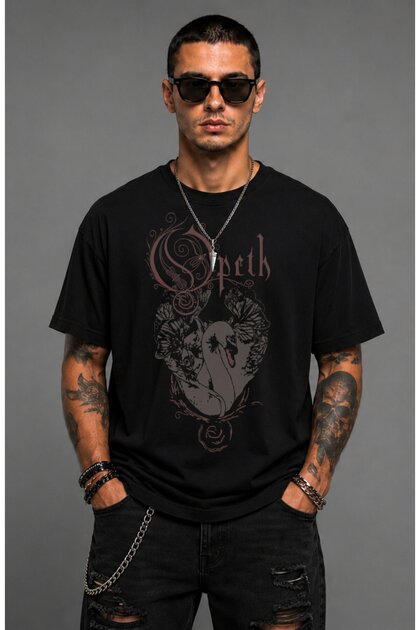 Unisex Opeth Printed Crew Neck T-Shirt, Oversized Rock Band Themed Tshirt