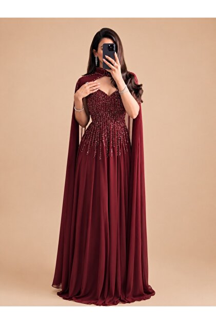 Chiffon Dress in Large Sizes with Long Sleeves