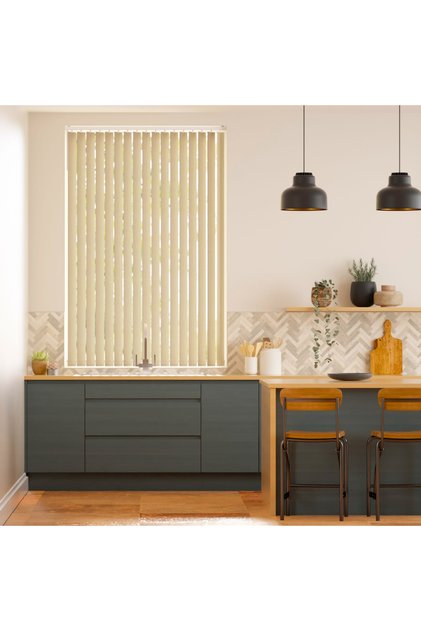 Modern Bej Dikey Jaluzi Stor Perde / Ev, İşyeri ve Ofisler İçin Karartma Dikey Stor Perde, Alüminyum Kasalı Yüksek Kaliteli - W1640/BEJ