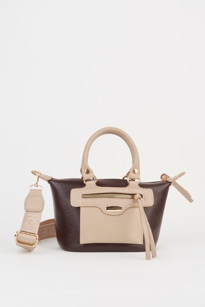Women's Lupine Brown-Mink Lined Column Strap Zipper Closure Handbag and Shoulder Bag