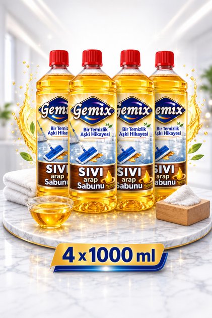 Sıvı Arap Sabunu 1000ml x4 Adet Çok Amaçlı Yüzey Temizleyici