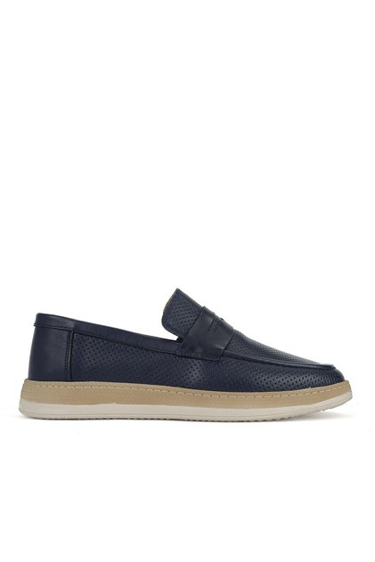, Men's Genuine Leather Casual Shoes 161423Z342 Navy Blue