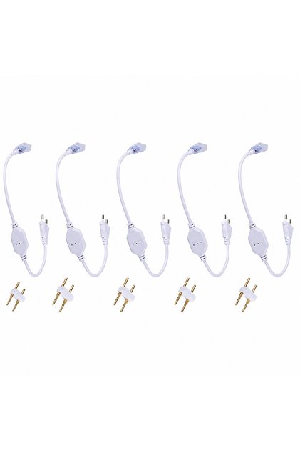 220V Neon LED Hortum Fişi 5’li Set IP65 Uyumlu LED Hortum Güç Kablosu Tak Çalıştır Neon LED Bağlantı Fişi