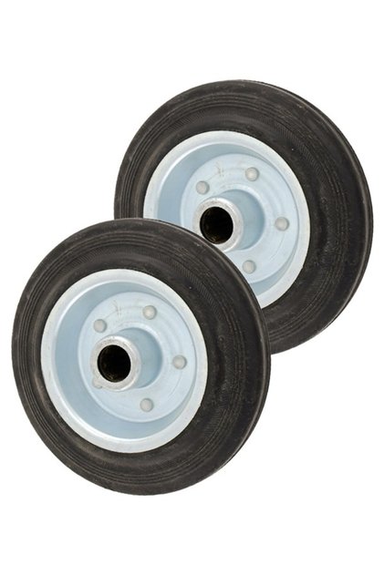 BMB 2-Piece 200mm Black Rubber Industrial Replacement Wheels, 370kg Total Capacity