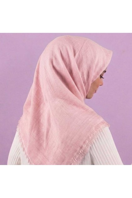 Double Flamed Cotton Thin Non-Sweating 4 Seasons Usable 100X100 cm Light Pink Color Writing Scarf