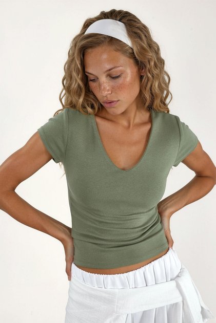 Busem V-Neck Modal Cotton Blend Blouse