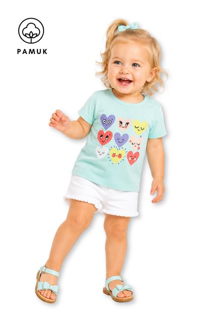 Baby Girl Emoji Printed Casual Short Sleeve Summer T-Shirt