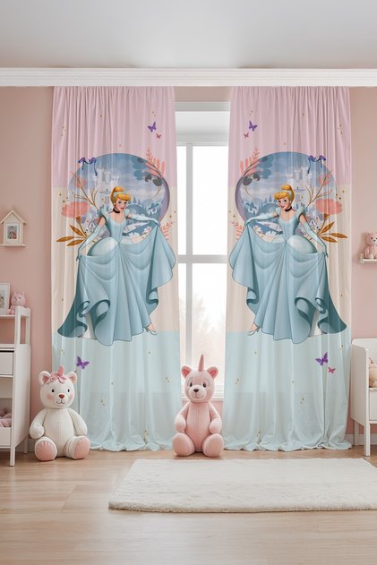 Fairy Tale Ball Patterned Children's Baby Room Background Curtain (Single Wing Pricing)
