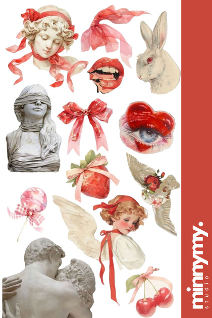 Angel Love Collection Sticker, Çıkartma, Ajanda, Günlük, Planlayıcı, Bullet Journal , Scrapbook