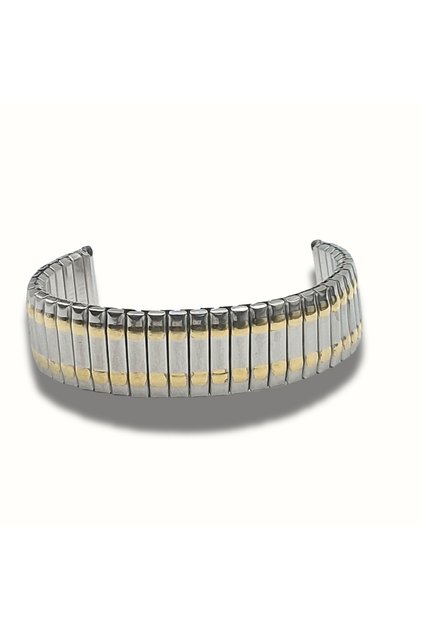 Bratara Ceas Metalica Elastica Bicolor Auriu/Argintiu Latime 20mm