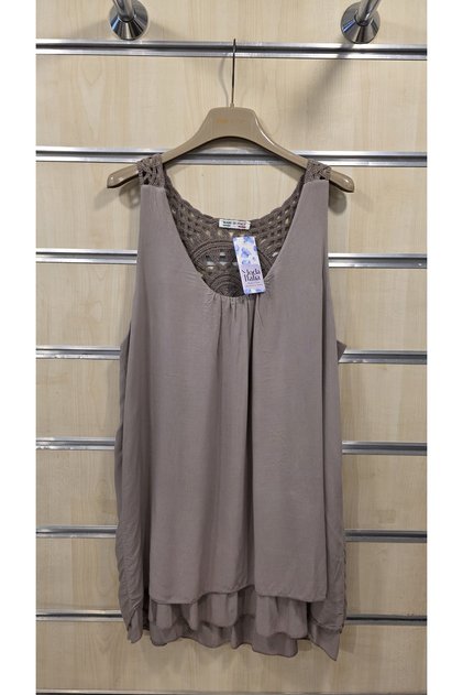 Italian Sleeveless Blouse with Lace Back