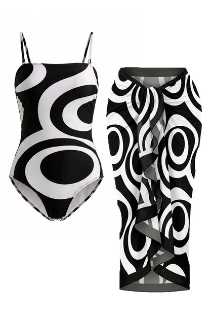 Women's Patterned Swimsuit Set of 2 Combination Swimsuit with Removable Pads