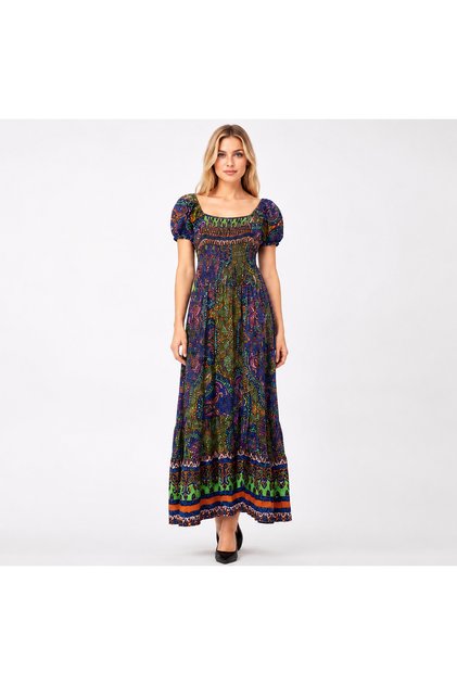 Women's Ethnic Patterned Gipeli Blouse Balloon Sleeve Bohemian Summer Stylish Blouse