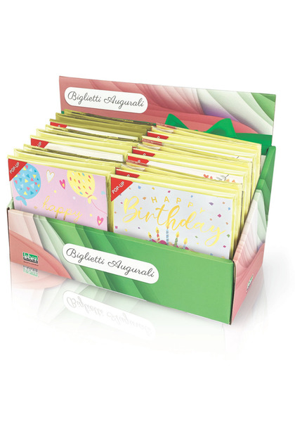 Felicitare POP-UP zi de nastere detalii aurii pe exteriorul felicitarii - 13.5 x 13.5 cm