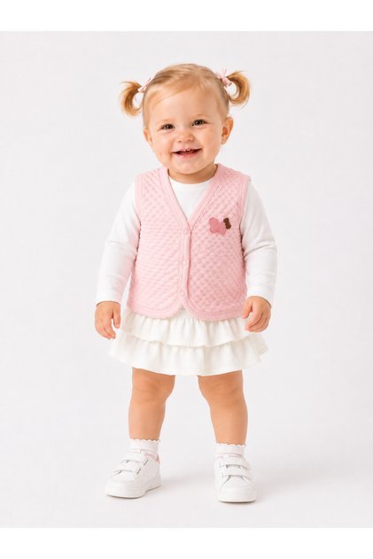 100% Cotton Quilted Baby Girl Vest