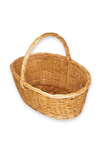 Oval saplı hasır sepet