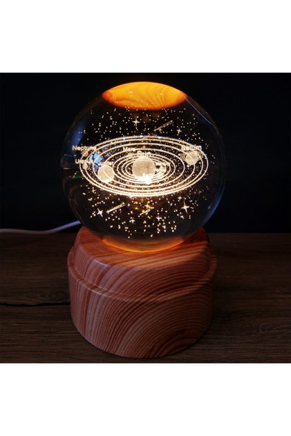 Rotating Glass Globe with Planets Design